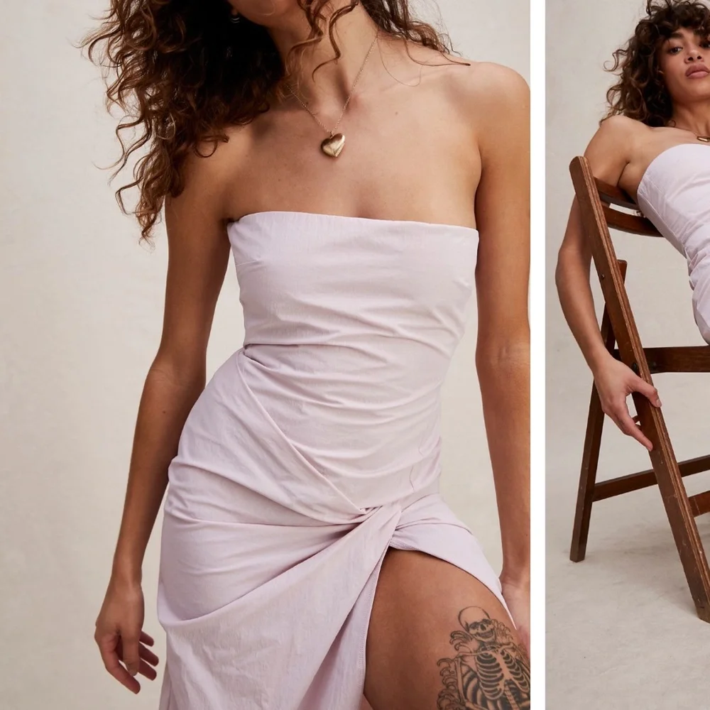 Bec + Bridge Adrianna Strapless Maxi Dress in “Quartz Pink”